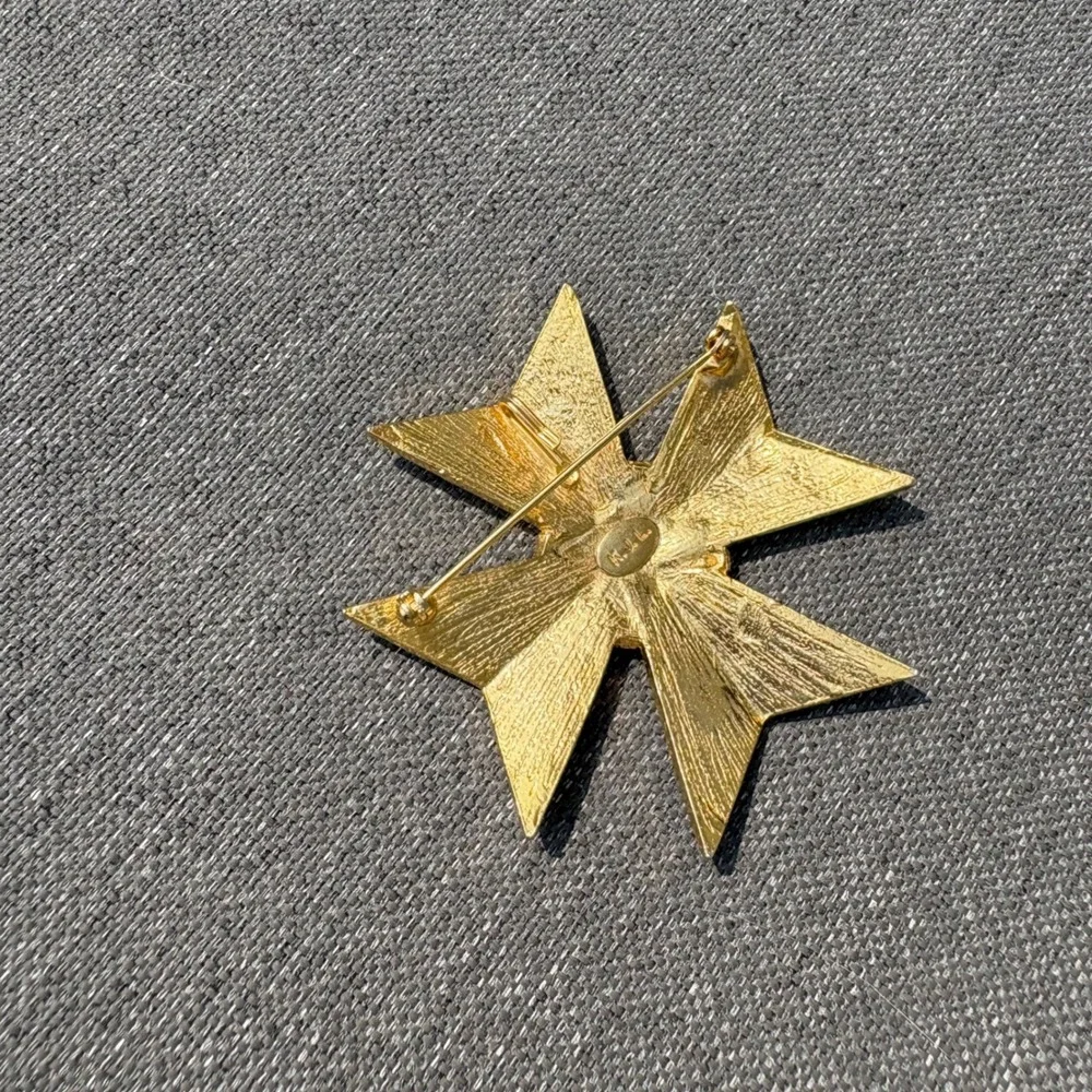 Vtg KJL‎ Kenneth Jay Lane Maltese Cross Brooch Pin 2.5